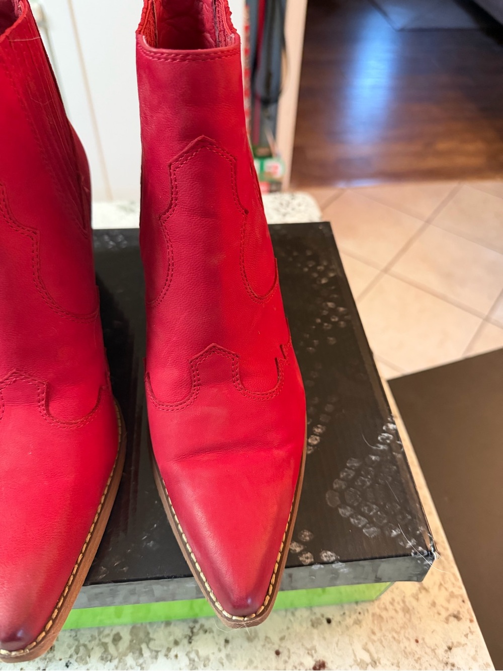 Sam Edelman Red Pointed Western Ankle Booties - Picture 3 of 13